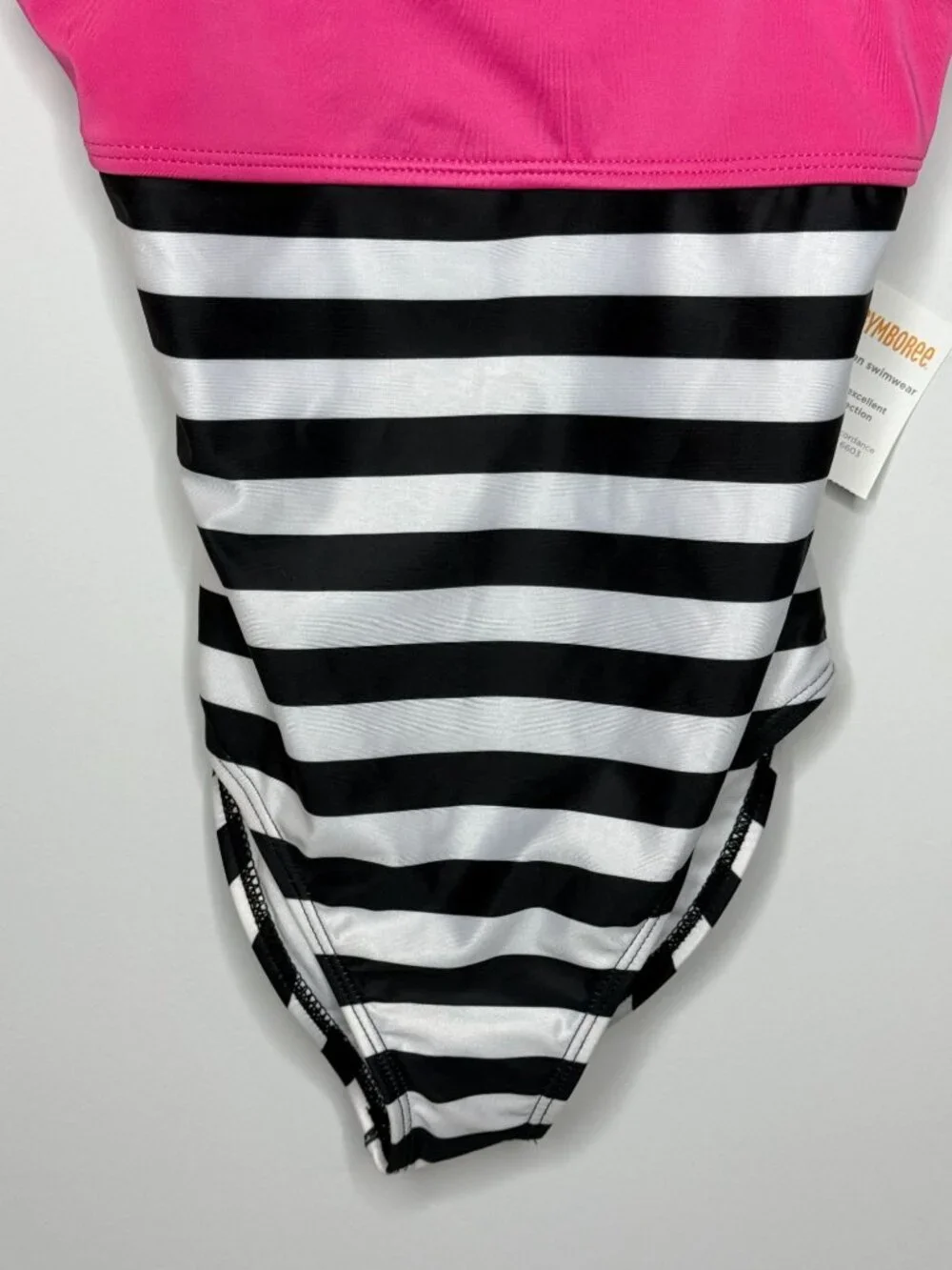 Gymboree Girls 7-8 Pink Striped Bow One Piece Swimsuit NWT